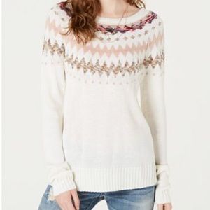 American Rag White Printed Neck Accent Sweater XL